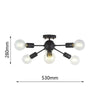 Image of Sputnik Contemporary Chandelier Modern Flush Mount Lighting Black Ceiling Light 6 Lights (Bulb Not Included)
