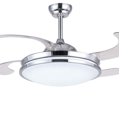 LED Ceiling Fan Light, Modern Ceiling Fan Chandelier , 93 cm Diameter, 65 W, 4 Retractable Blades, 3 colors ,Remote control