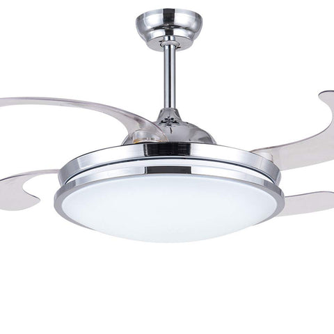 LED Ceiling Fan Light, Modern Ceiling Fan Chandelier , 93 cm Diameter, 65 W, 4 Retractable Blades, 3 colors ,Remote control