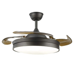 LED Ceiling Fan Light, Modern Ceiling Fan Chandelier , 107 cm Diameter, 65 W, 4 Retractable Blades, 3 colors ,Remote control