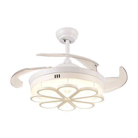 LED Ceiling Fan Light, Modern Ceiling Fan Chandelier , 107 cm Diameter, 65 W, 4 Retractable Blades, 3 colors ,Remote control