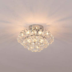 Crystal Chandelier, Mini Crystal Ceiling Light, Flush Mount Chrome Finish Crystal Pendant Lamp for Study Room, Dining Room, Bedroom, Living RoomCrystal Chandelier, Mini Crystal Ceiling Light, Flush Mount Chrome Finish Crystal Pendant Lamp for Study Room