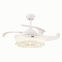 LED Ceiling Fan Light, Modern Ceiling Fan Chandelier , 107 cm Diameter, 65 W, 4 Retractable Blades, 3 colors ,Remote control