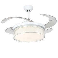 LED Ceiling Fan Light, Modern Ceiling Fan Chandelier , 107 cm Diameter, 65 W, 4 Retractable Blades, 3 colors ,Remote control