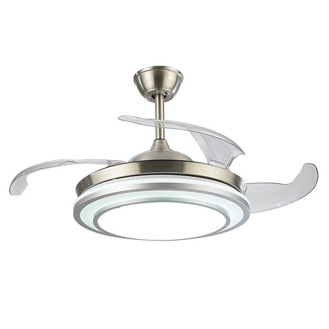 LED Ceiling Fan Light, Modern Ceiling Fan Chandelier , 107 cm Diameter, 65 W, 4 Retractable Blades, 3 colors ,Remote control