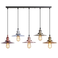 5-Lights Vintage Pendant Light Antique Finished Metal Ceiling Light E27 Modern Suspended Lamp Shade for Dining Room Kitchen Restaurant Cafe Bar