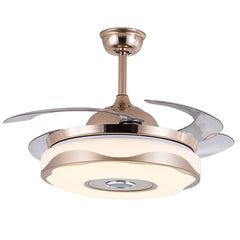 Ceiling fan with light with Bluetooth speaker, 93 cm Diameter, 65 W, 4 blades, 3 speeds, 7 colors, Remote control, ideal For Salon, Bedroom , Party