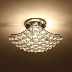 Etelux Crystal Chandelier, Modern Crystal Ceiling Light, Flush Mount Crystal Pendant Light Fixture for Hallway, Bedroom, Living Room, Kitchen, Dining Room