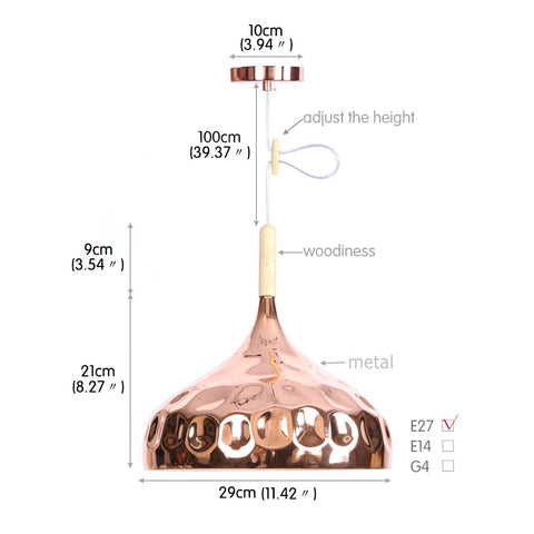 Etelux E27 Modern Pendant Light Metal Nordic Suspension Lampshade Rosered Gold Hanging Lamp for Restaurant Bar Hotel