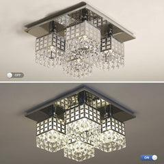 Etelux Chandelier Modern Crystal Ceiling Lights Fixture Pendant Lamp with 4 Lights for Living Room Bedroom Hallway Dining Room Study Room Lighting (Bulbs Not Included)