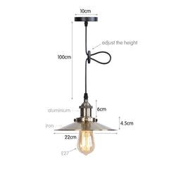 5-Lights Vintage Pendant Light Antique Finished Metal Ceiling Light E27 Modern Suspended Lamp Shade for Dining Room Kitchen Restaurant Cafe Bar