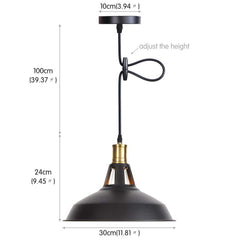 Etelux Industrial Pendant Light, Vintage Metal Ceiling Lampshade, E27 Edison Retro Suspension Light Fixture, Black Hanging Lights for Kitchen, Cafe, Restaurant, Loft Bar ,Living Room