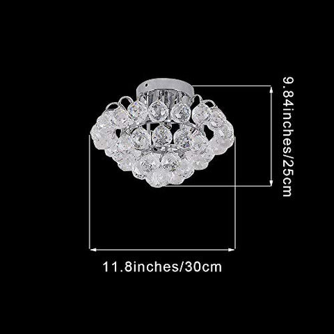 Crystal Chandelier, Mini Crystal Ceiling Light, Flush Mount Chrome Finish Crystal Pendant Lamp for Study Room, Dining Room, Bedroom, Living RoomCrystal Chandelier, Mini Crystal Ceiling Light, Flush Mount Chrome Finish Crystal Pendant Lamp for Study Room