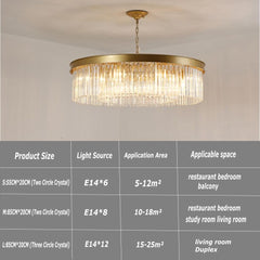 Etelux Crystal Chandelier E14 Pendant Light Modern Round Ceiling Light 21.7″ Diameter for Bedroom Restaurant Dining Table Study Room