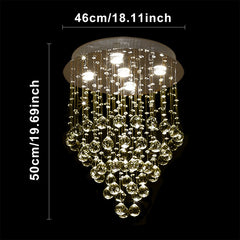 Etelux Round Crystal Ceiling Light Chandelier, Modern K9 Crystal Pendant Lamp, Flush Mount Suspension Light Fixture for Living Room, Bedroom, Dining Room, Indoor use, Restaurant Hotel Villa Hallway