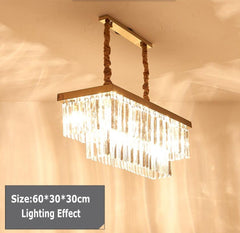 Etelux Square Crystal Chandelier, Modern Pendant Light, E14 K9 Crystal Ceiling Light for Living Room, Kitchen, Dining Table, Restaurant, Bedroom