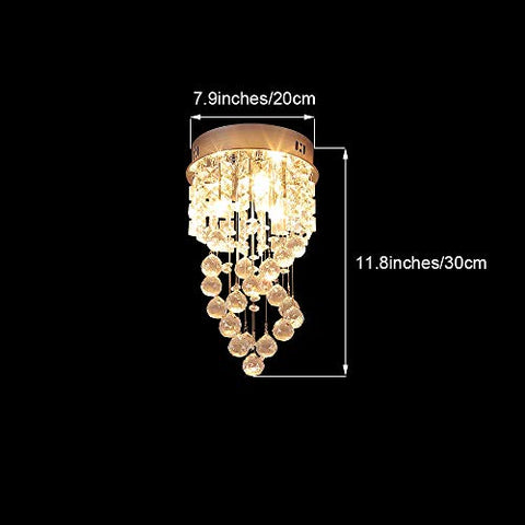 Crystal Ceiling Light, Mini Style Modern Crystal Chandeliers, Flush Mount Pendant Light Fixtures for Living Room, Bedroom, Study Room