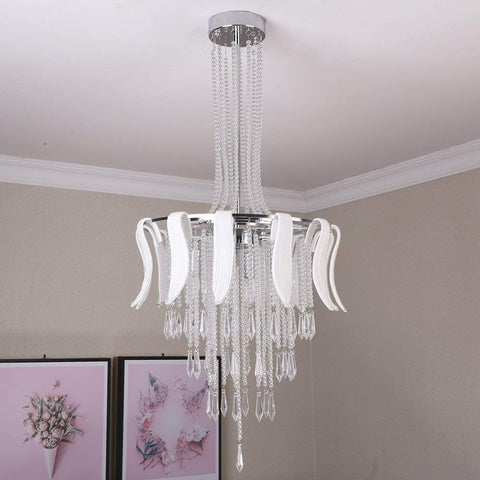 Etelux Crystal Chandelier, Modern Crystal Pendant Light, Crystal Ceiling Lamp with 4 LED Lights for Living Room Bedroom Kitchen Study Room Office