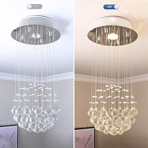 Etelux Crystal Chandelier Flush Mount Modern Led Ceiling Lighting for Living Room Foyer Light Home Lighting Restaurant Entry Hallway