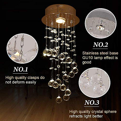 Crystal Chandeliers, Mini Modern Ceiling Light Lamp Flush Mount Fixture for Hallway, Bar, Kitchen, Dining Room, Kids Room