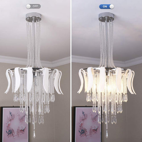 Etelux Crystal Chandelier, Modern Crystal Pendant Light, Crystal Ceiling Lamp with 4 LED Lights for Living Room Bedroom Kitchen Study Room Office