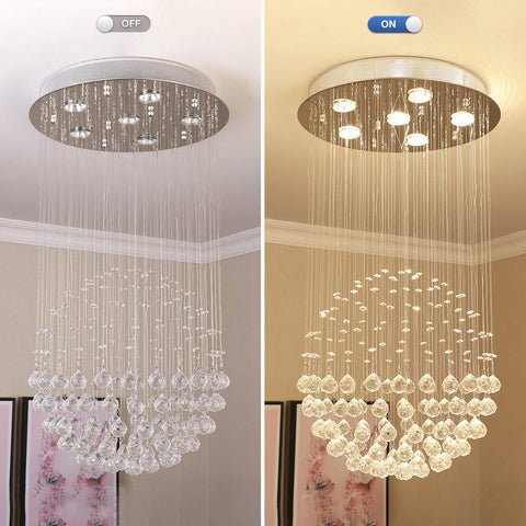 Etelux Modern Chandelier Lights Crystal Rain Drop Ceiling Lighting Pendant Lights with 6 Lights