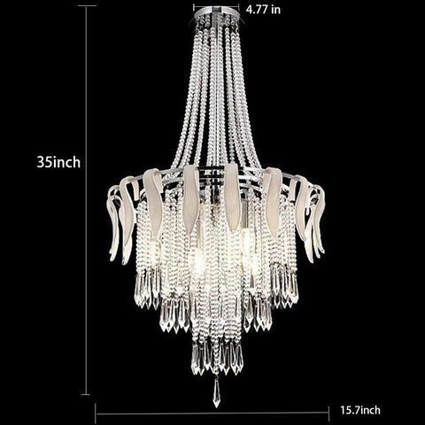 Etelux Crystal Chandelier, Modern Crystal Pendant Light, Crystal Ceiling Lamp with 4 LED Lights for Living Room Bedroom Kitchen Study Room Office