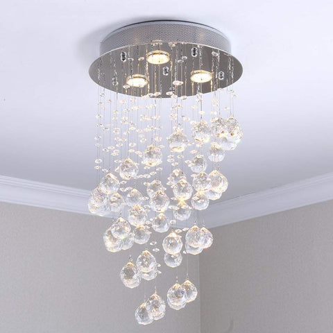 Crystal Chandelier Contemporary Ceiling Light CrystalLight Fixture with 3 ighting for Living Room Dining Room Bedroom