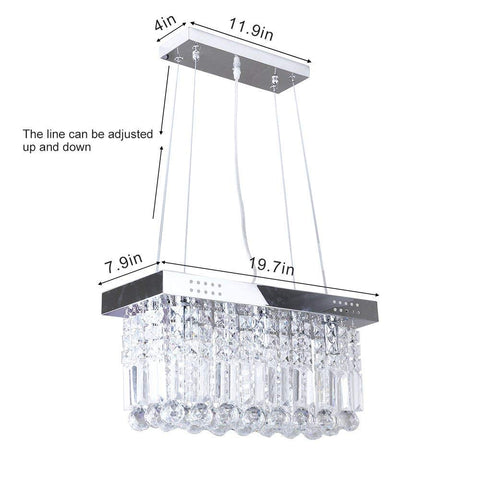 Etelux Chandelier Pendant Lighting Rectangular K9 Crystal Ceiling Light Fixture for Dining Room Kitchen Island （6 LED） [Energy Class A+++]