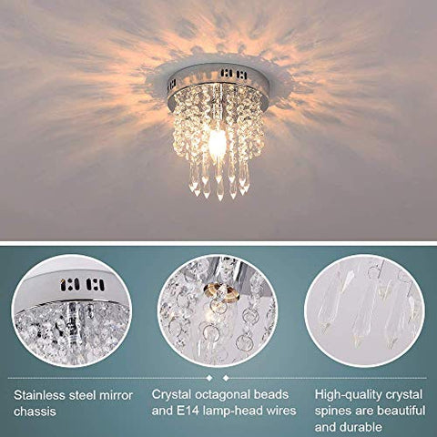 Crystal Chandeliers, Crystal Ceiling Lamp, Modern Flush Mount Crystal Pendant Light Fixtures for Hallway, Living Room, Dining Room