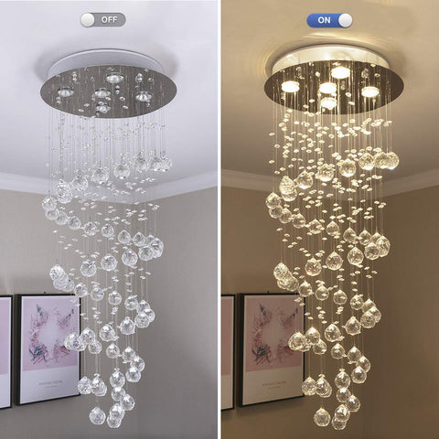 Etelux Chandelier Modern Crystal Raindrop Ceiling Lights Flush Mount LED Pendant lightswith 5 Lights for Dining Room Bathroom Bedroom Living Room