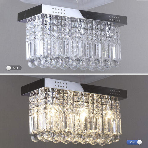 Etelux Chandelier Pendant Lighting Rectangular K9 Crystal Ceiling Light Fixture for Dining Room Kitchen Island （6 LED） [Energy Class A+++]