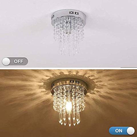 Crystal Chandeliers, Crystal Ceiling Lamp, Modern Flush Mount Crystal Pendant Light Fixtures for Hallway, Living Room, Dining Room