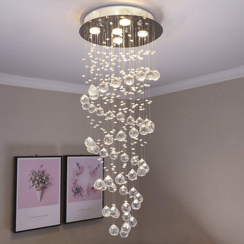 Etelux Chandelier Modern Crystal Raindrop Ceiling Lights Flush Mount LED Pendant lightswith 5 Lights for Dining Room Bathroom Bedroom Living Room