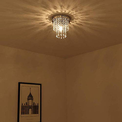 Crystal Chandeliers, Crystal Ceiling Lamp, Modern Flush Mount Crystal Pendant Light Fixtures for Hallway, Living Room, Dining Room