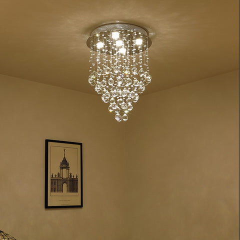 Etelux Round Crystal Ceiling Light Chandelier, Modern K9 Crystal Pendant Lamp, Flush Mount Suspension Light Fixture for Living Room, Bedroom, Dining Room, Indoor use, Restaurant Hotel Villa Hallway