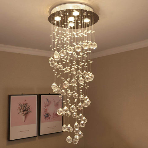 Etelux Chandelier Modern Crystal Raindrop Ceiling Lights Flush Mount LED Pendant lightswith 5 Lights for Dining Room Bathroom Bedroom Living Room