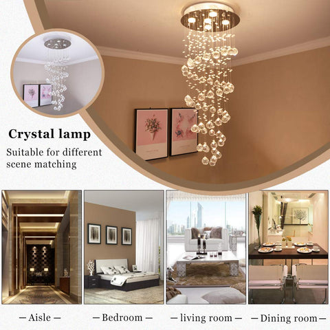 Etelux Chandelier Modern Crystal Raindrop Ceiling Lights Flush Mount LED Pendant lightswith 5 Lights for Dining Room Bathroom Bedroom Living Room